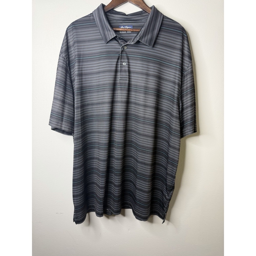 Ben Hogan 3XL Performance Golf Polo Shirt Black Striped Short Sleeve Collared‎
